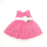 Pink Eyelet Lace Dress with Flower Sash